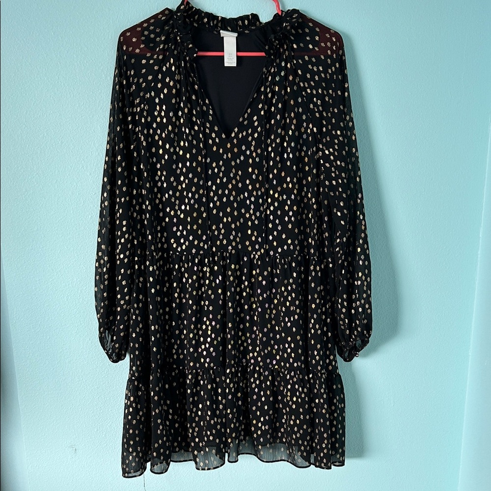 H&M Black Top with Gold Detailing